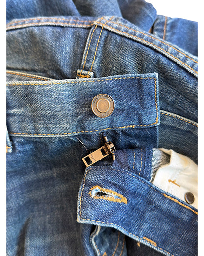Saint Laurent D02 Distressed Repaired Indigo Blue Denim Jeans