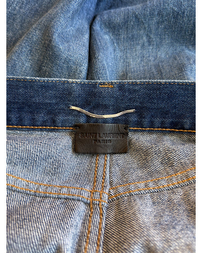 Saint Laurent D02 Distressed Repaired Indigo Blue Denim Jeans