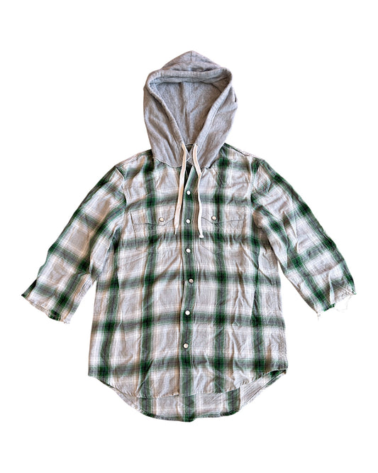 Number (N)ine Snap Button Hooded Plaid Western Rayon Flannel Shirt
