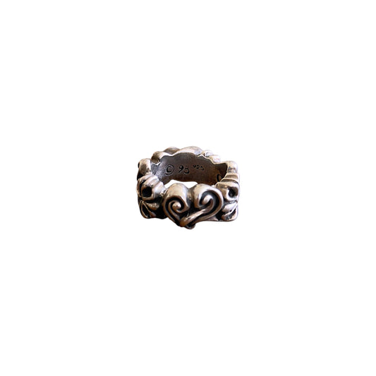 Celtic Arts (A&G Rock) 925 Silver Engraved Heart Cross Scroll Ring