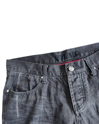 FUGA Distressed Marble Wash Flare Denim Jeans
