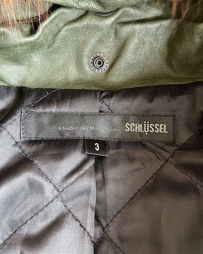 Schlussel Fur Collar Leather Riders Jacket