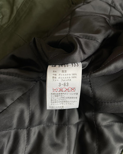 Schlussel Fur Collar Leather Riders Jacket