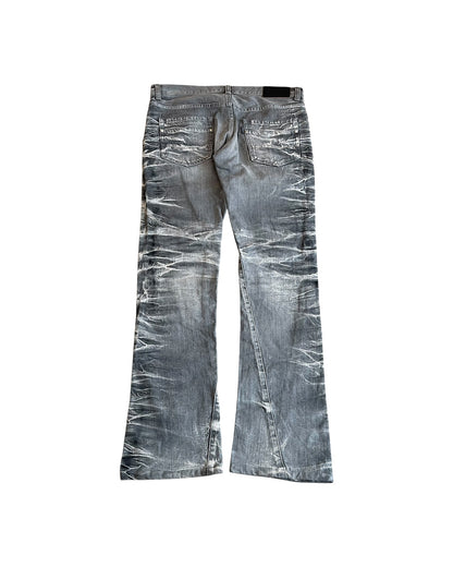 Tornado Mart Mega Whisker Grey Wash Bootcut Denim Jeans