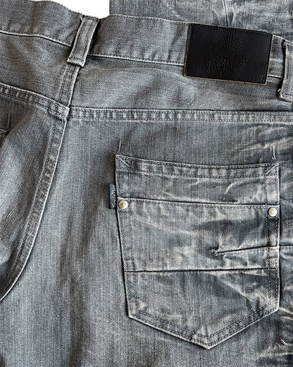 Tornado Mart Mega Whisker Grey Wash Bootcut Denim Jeans