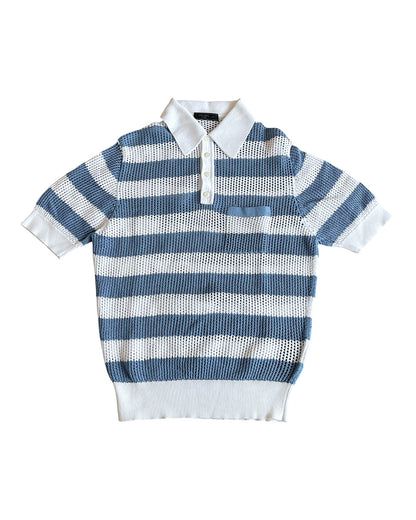 Prada Milano SS17 Crochet Loose Knit Polo Shirt
