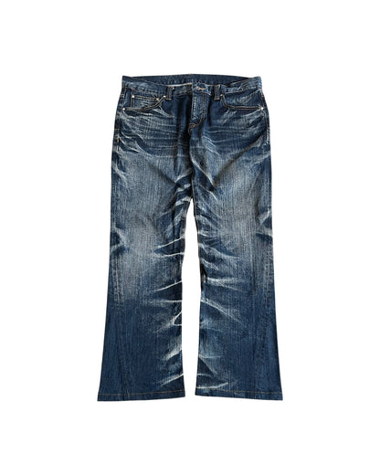 Tornado Mart Whisker Blue Wash Bootcut Denim Jeans