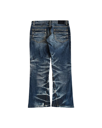 Tornado Mart Whisker Blue Wash Bootcut Denim Jeans