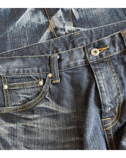 Tornado Mart Whisker Blue Wash Bootcut Denim Jeans
