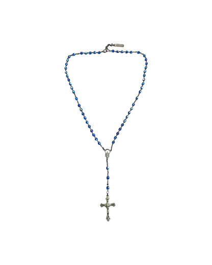 Dolce & Gabbana Cross Rosary Blue Crystal Alloy Necklace