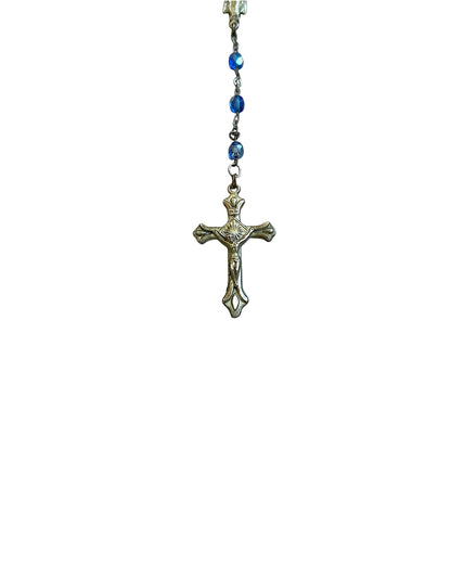 Dolce & Gabbana Cross Rosary Blue Crystal Alloy Necklace
