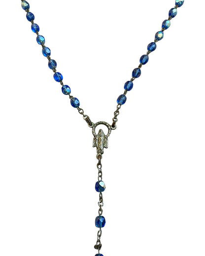 Dolce & Gabbana Cross Rosary Blue Crystal Alloy Necklace