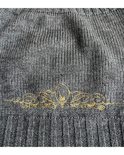 Beauty:Beast 2000s Embroidery Logo Open Top Wool Knit Hat