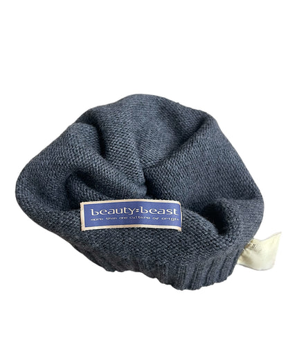 Beauty:Beast 2000s Embroidery Logo Open Top Wool Knit Hat