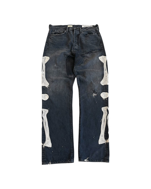 Kapital Kountry SS19 Distressed Skeleton Bones Denim Jeans