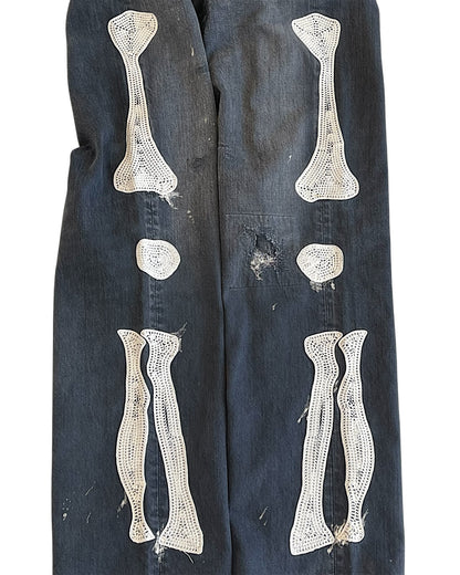 Kapital Kountry SS19 Distressed Skeleton Bones Denim Jeans