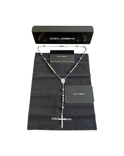 Dolce & Gabbana .925 Sterling Silver Cross Rosary Necklace
