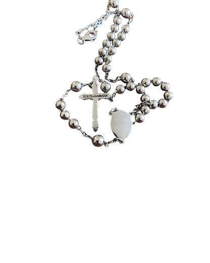Dolce & Gabbana .925 Sterling Silver Cross Rosary Necklace