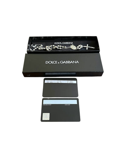 Dolce & Gabbana .925 Sterling Silver Cross Rosary Necklace