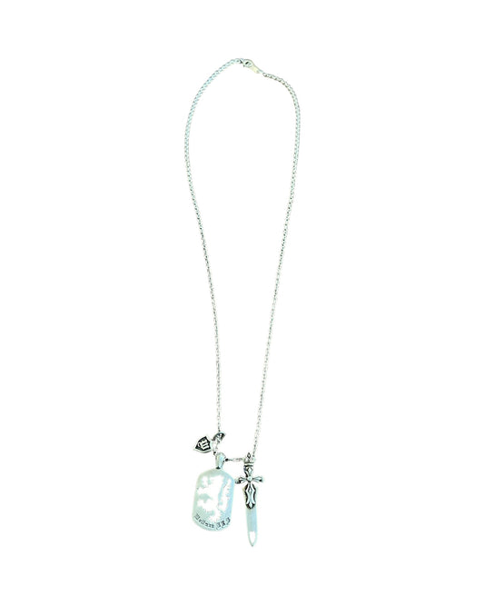 Wolfman B.R.S .925 Silver Sword Cross & Dog Tag Necklace