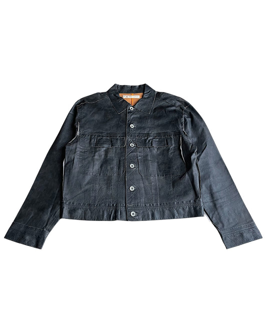 Kyoji Maruyama Cropped Thin Leather Mesh Lined Jacket