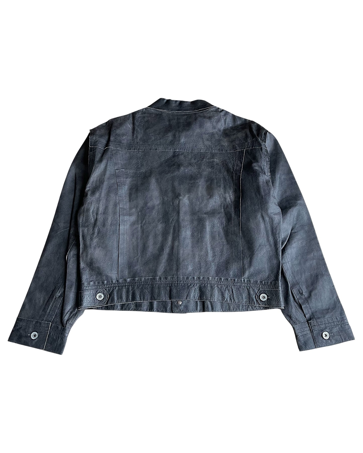 Kyoji Maruyama Cropped Thin Leather Mesh Lined Jacket