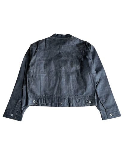 Kyoji Maruyama Cropped Thin Leather Mesh Lined Jacket