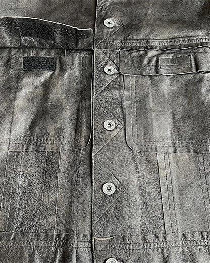 Kyoji Maruyama Cropped Thin Leather Mesh Lined Jacket