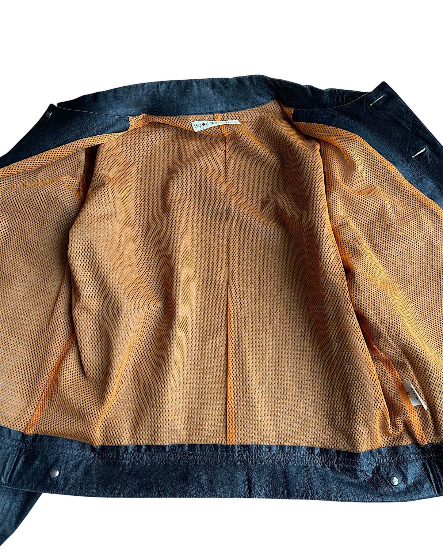 Kyoji Maruyama Cropped Thin Leather Mesh Lined Jacket