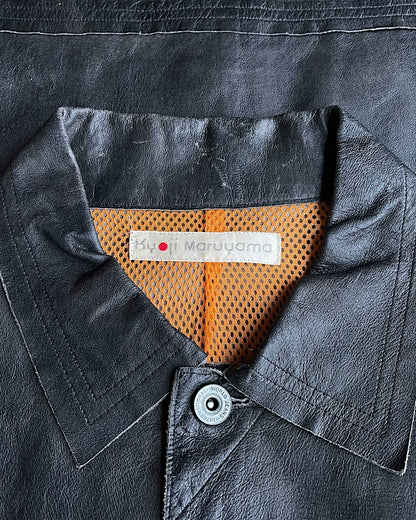 Kyoji Maruyama Cropped Thin Leather Mesh Lined Jacket