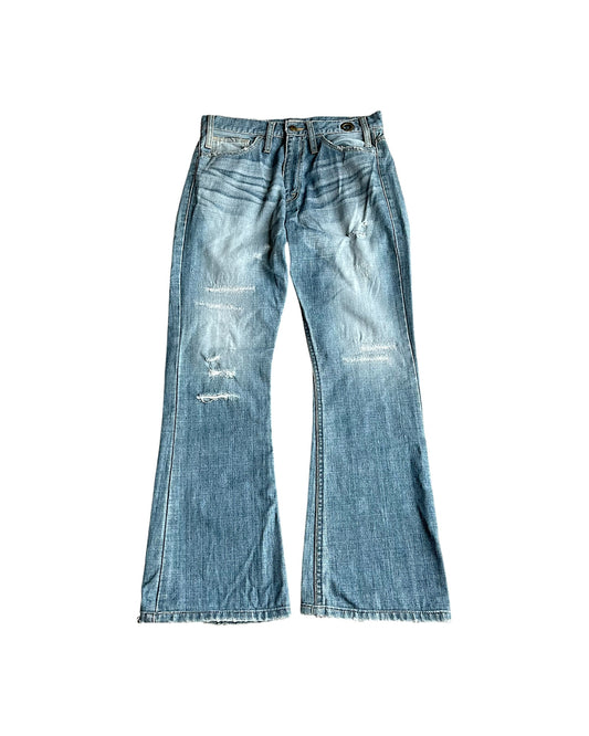 L.G.B. LAZY-2 Bootcut Flare Distressed Repair Denim Jeans