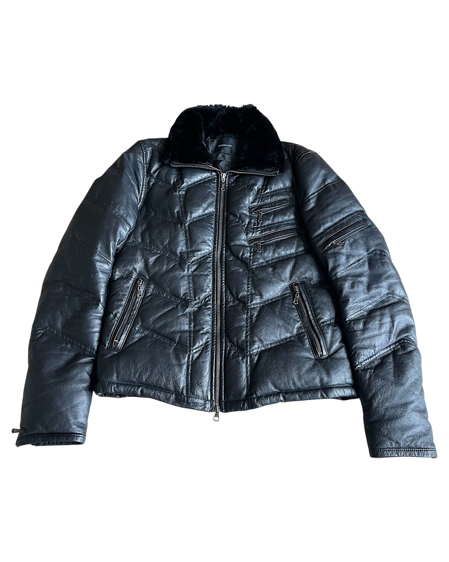 Yasuyuki Ishii Pig Leather Down Puffer Fur Collar Jacket