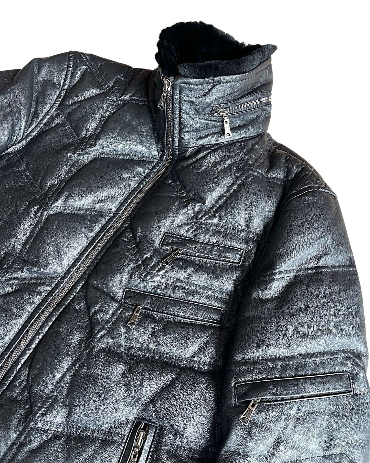 Yasuyuki Ishii Pig Leather Down Puffer Fur Collar Jacket