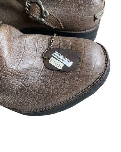 14th Addiction Granvill Engineer Back Zip Croc Leather Boots