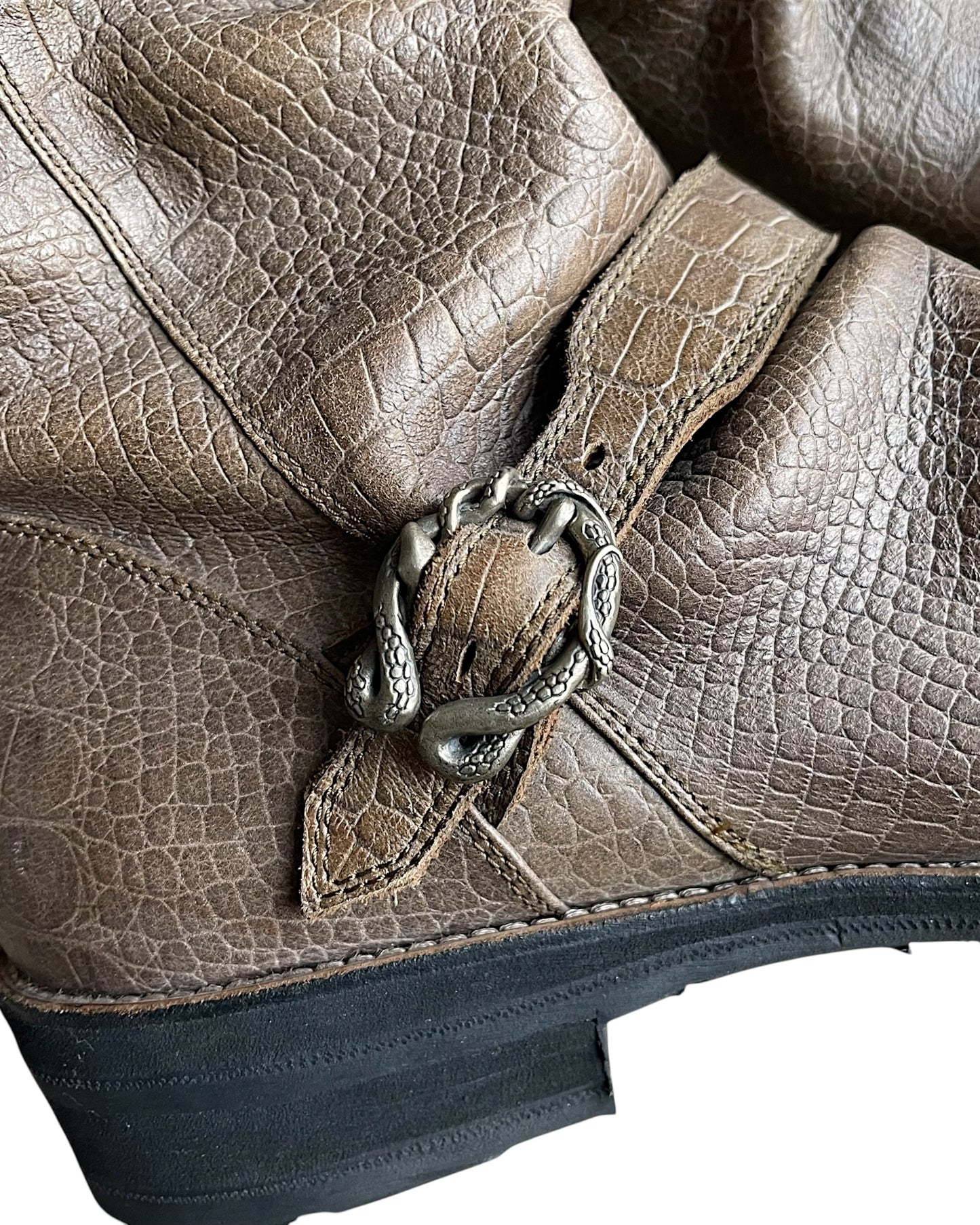 14th Addiction Granvill Engineer Back Zip Croc Leather Boots