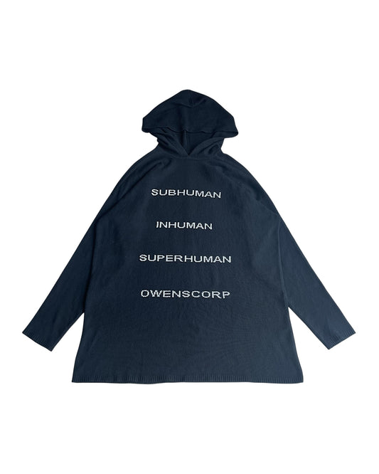 Rick Owens FW22 'Strobe' Human Cashmere Intarsia Hoodie