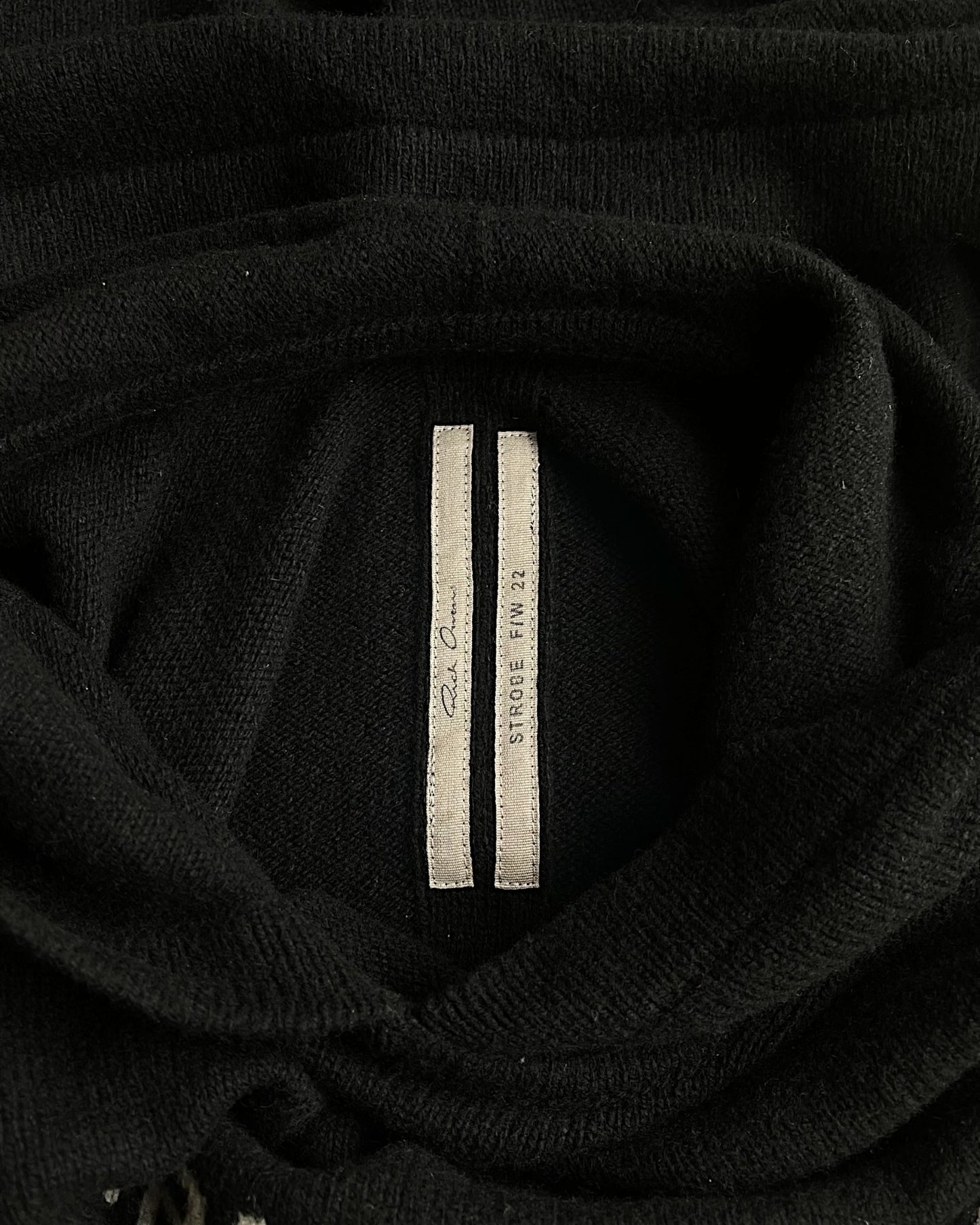 Rick Owens FW22 'Strobe' Human Cashmere Intarsia Hoodie