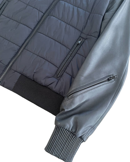 Undercover SS07 "Purple" Nylon Padded Lamb Leather Sleeves Hybrid Jacket