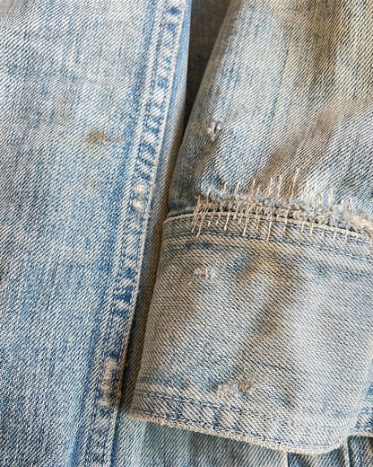 5351 Pour Les Hommes Black Line Distressed Repaired Type 1 Denim Jacket
