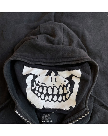 PPFM 2000s Skull Mask Zip-Up Sweatshirt Hoodie