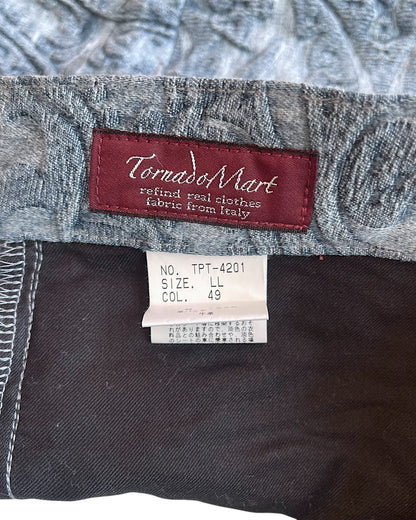 Tornado Mart Embossed Floral Tapestry Flare Denim Jeans