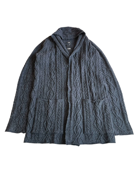 L.G.B. Cable Knit Cowl Long Cardigan