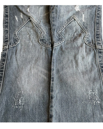 Semantic Design Python Double Pocket Sword Knee Flare Denim Jeans