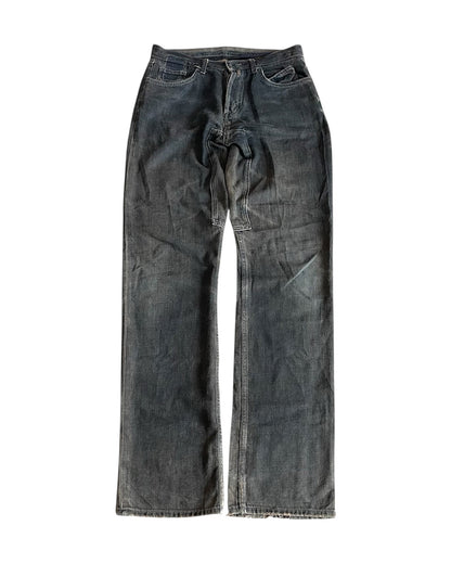 Rick Owens SLAB 2000s Charcoal Coated Brown Denim Jeans