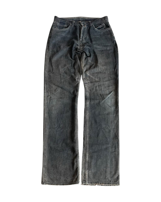 Rick Owens SLAB 2000s Charcoal Coated Brown Denim Jeans