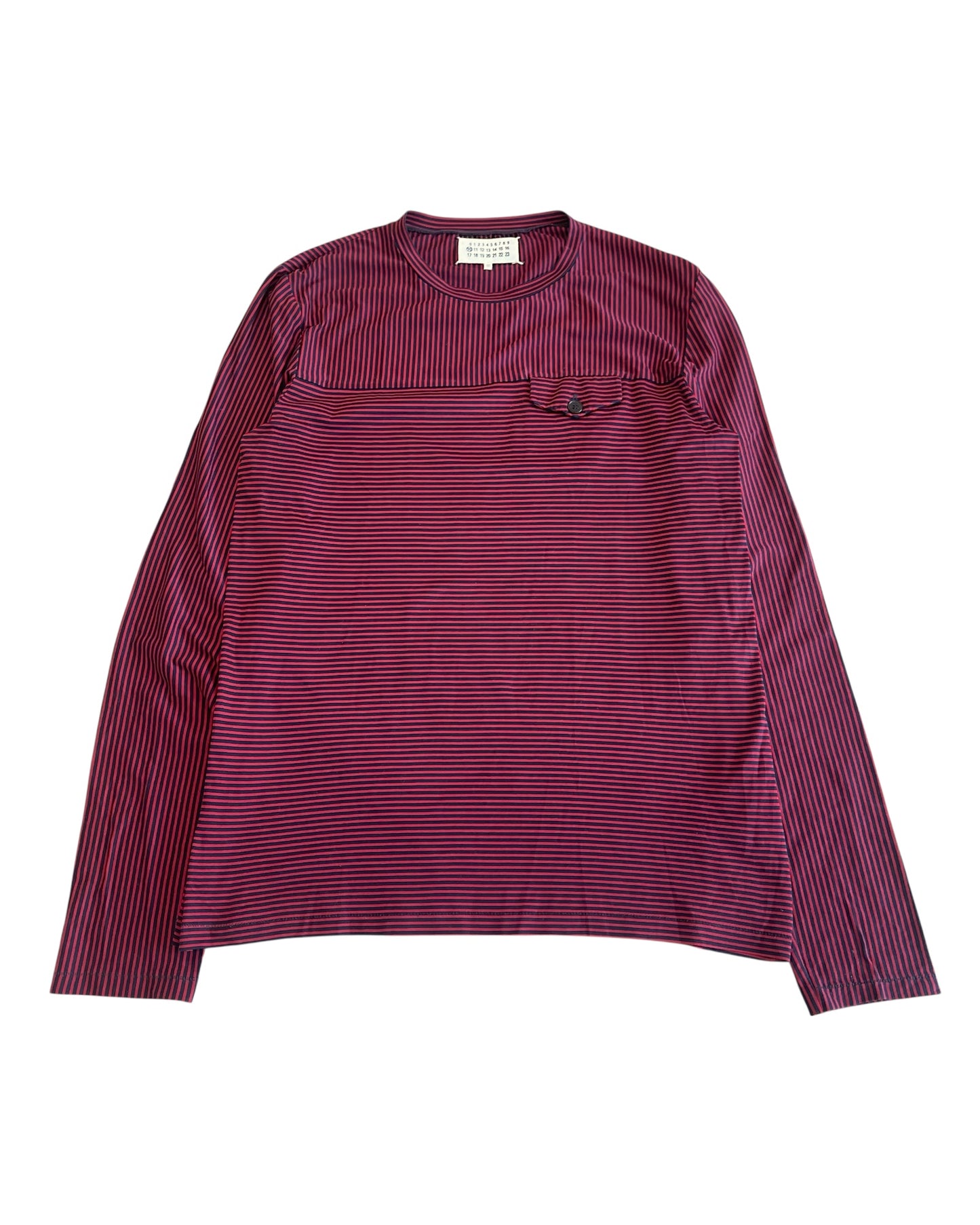 Maison Margiela SS15 Mixed Stripes Button Pocket Long Sleeve T-Shirt