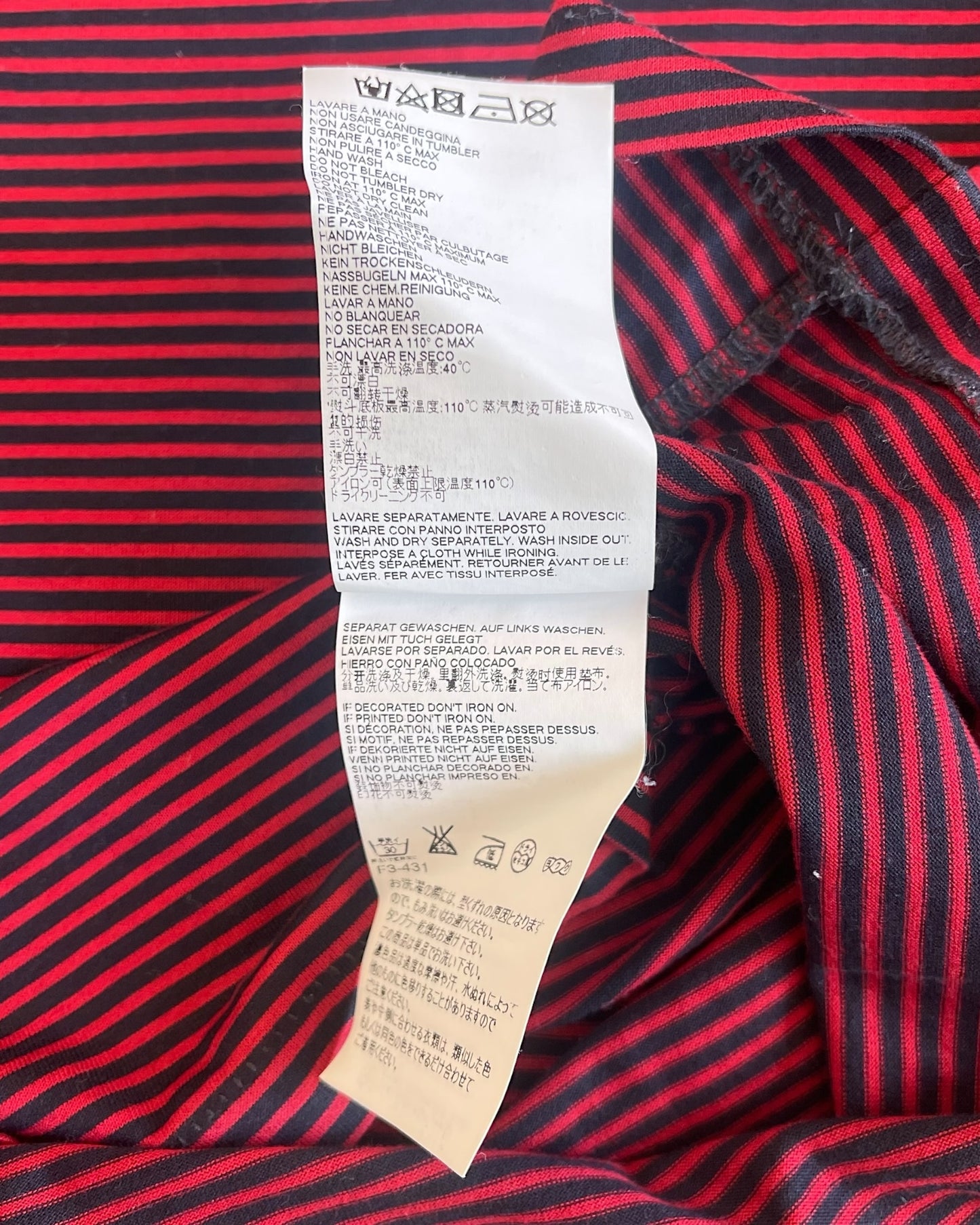 Maison Margiela SS15 Mixed Stripes Button Pocket Long Sleeve T-Shirt