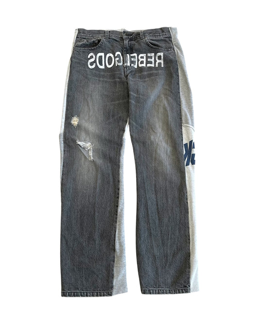 Undercover AW2002 "Witch’s Cell Division" Rebel Gods Hybrid Denim Jeans