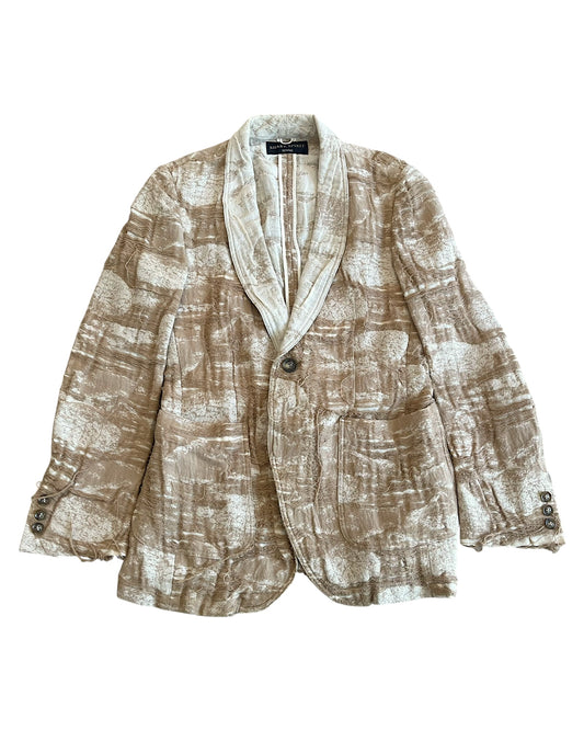 Share Spirit Homme Frayed Layer Distressed Linen Tailored Blazer Jacket