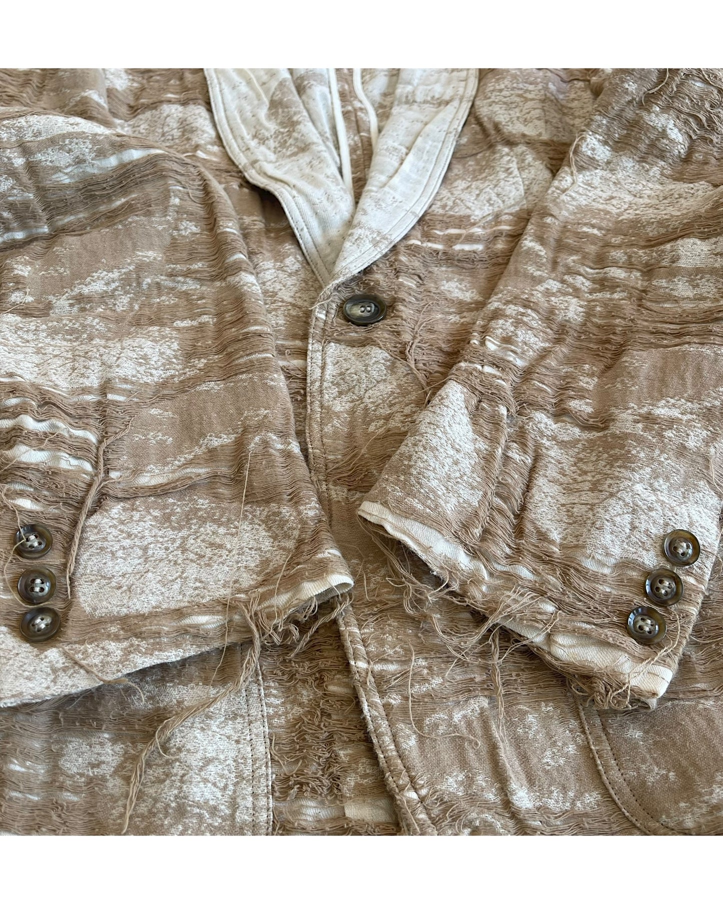 Share Spirit Homme Frayed Layer Distressed Linen Tailored Blazer Jacket